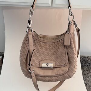 Coach Leather Kristen Woven Purse Bag L1169-19314 in taupe